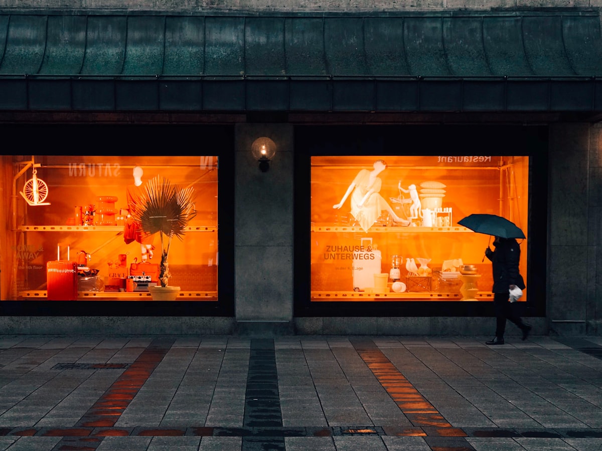 A local boutique storefront on a city street